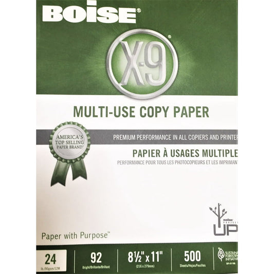 Boise X-9 Multi-Use White Copy Paper, 8.5" x 11" - 5 reams, 2500 sheets