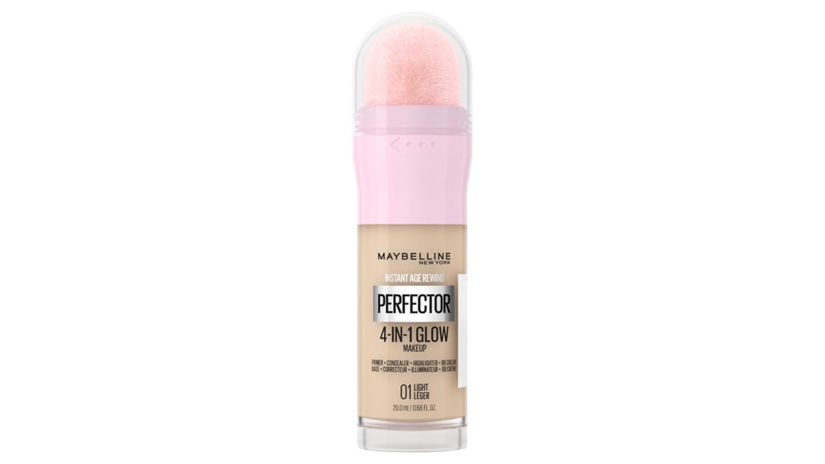 MAYBELLINE New York Instant Age Rewind Perfector 4-In-1 Glow Makeup, 01 Light, 0.68 oz