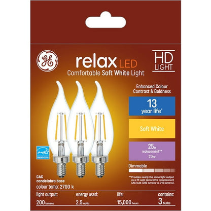 GE 3.5W LED Clear Dimmable CAC Decorative Light Bulbs (2-Pack)