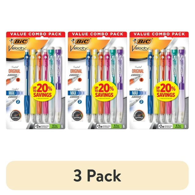 BiC Velocity Colored Lead Mechanical Pencil, 6 count