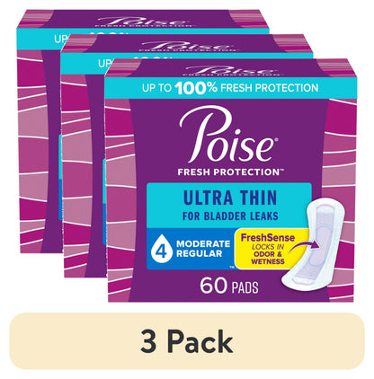 POISE ULTRA THIN MODERATE PAD 3X60CT