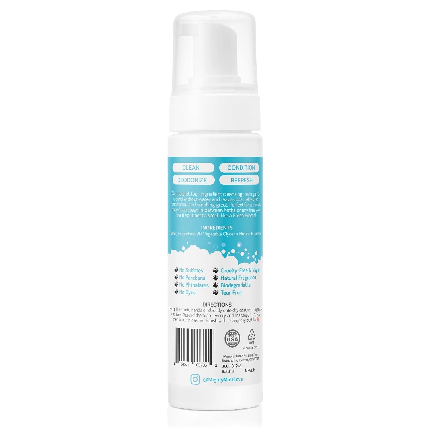 WATERLESS DRY SHAMPOO FOAM 5.3Z