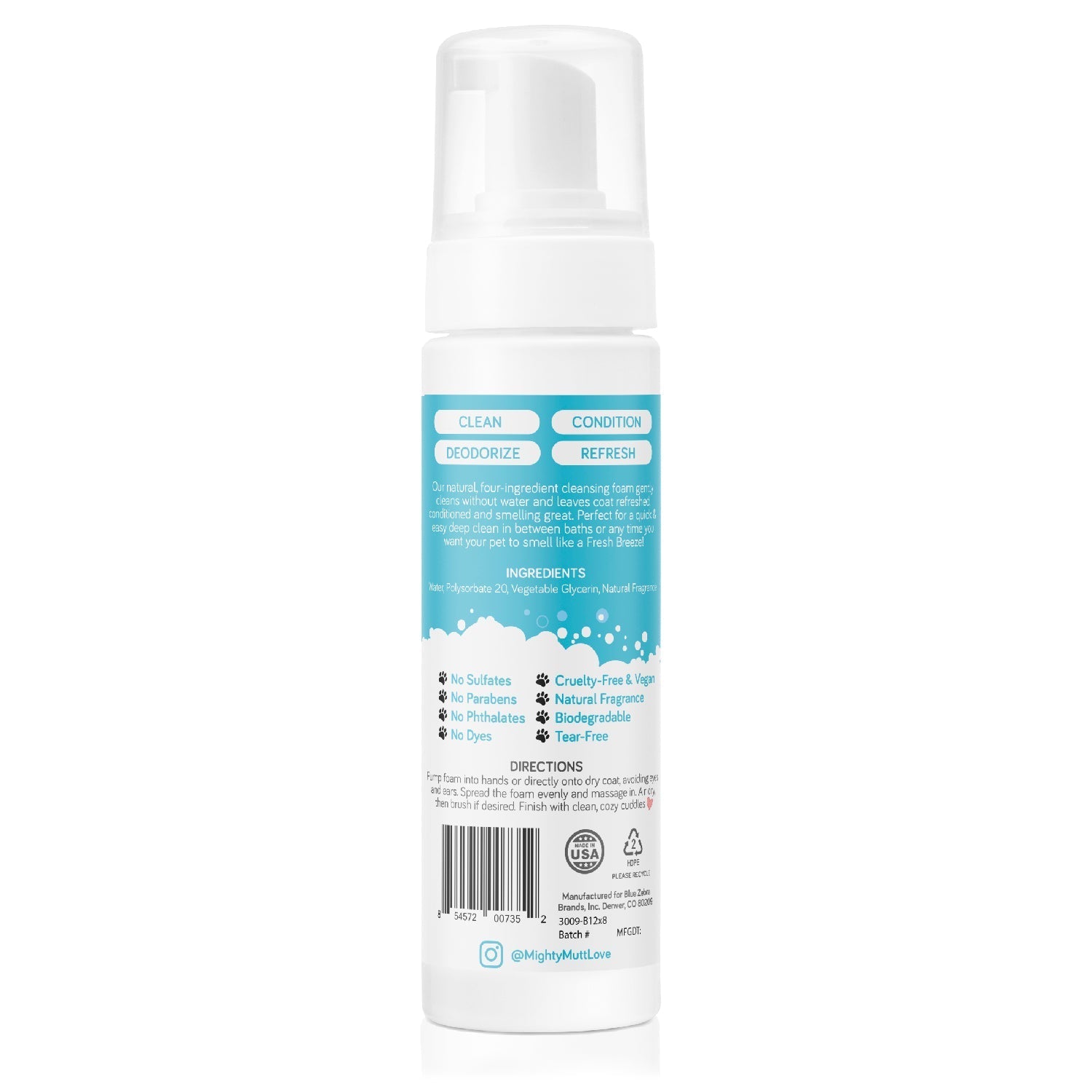 WATERLESS DRY SHAMPOO FOAM 5.3Z
