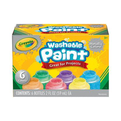 Crayola Washable Metallic Project Paint, 6 count