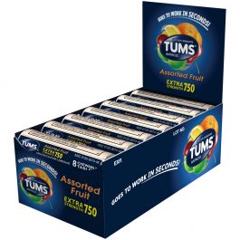 TUMS EXTRA TABLET FRUIT 3 ROLL 12X3X8CT
