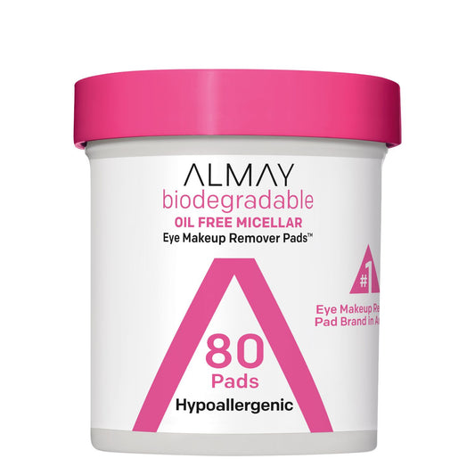 ALMAY Oil Free Micellar Eye Makeup Remover Pads, 80 count