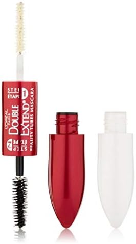 L'ORÉAL PARIS Double Extend Beauty Tubes Lengthening Mascara and Basecoat, 575 Blackest Black, 0.33 fl oz