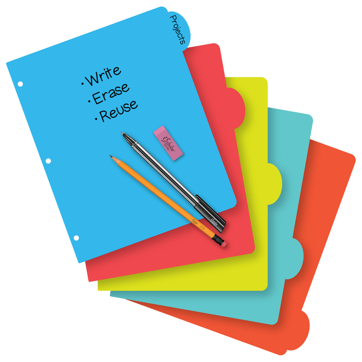 iScholar iQ Bold Index Card Tray with Assorted Colors, 150 Ruled Cards
