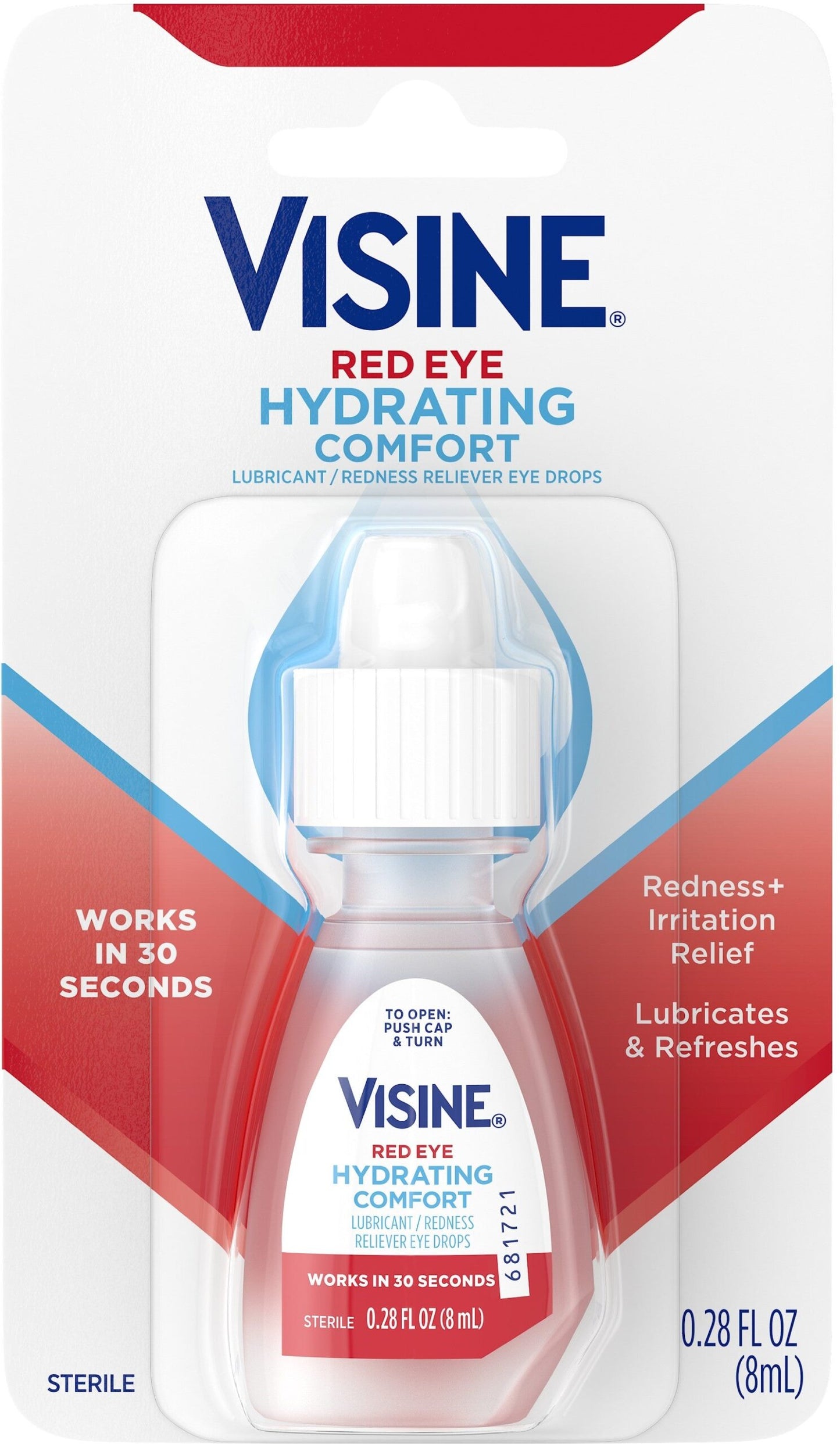 Visine Red Eye Hydrating Comfort Redness Relief Lubricating Eye Drops, 0.28 oz