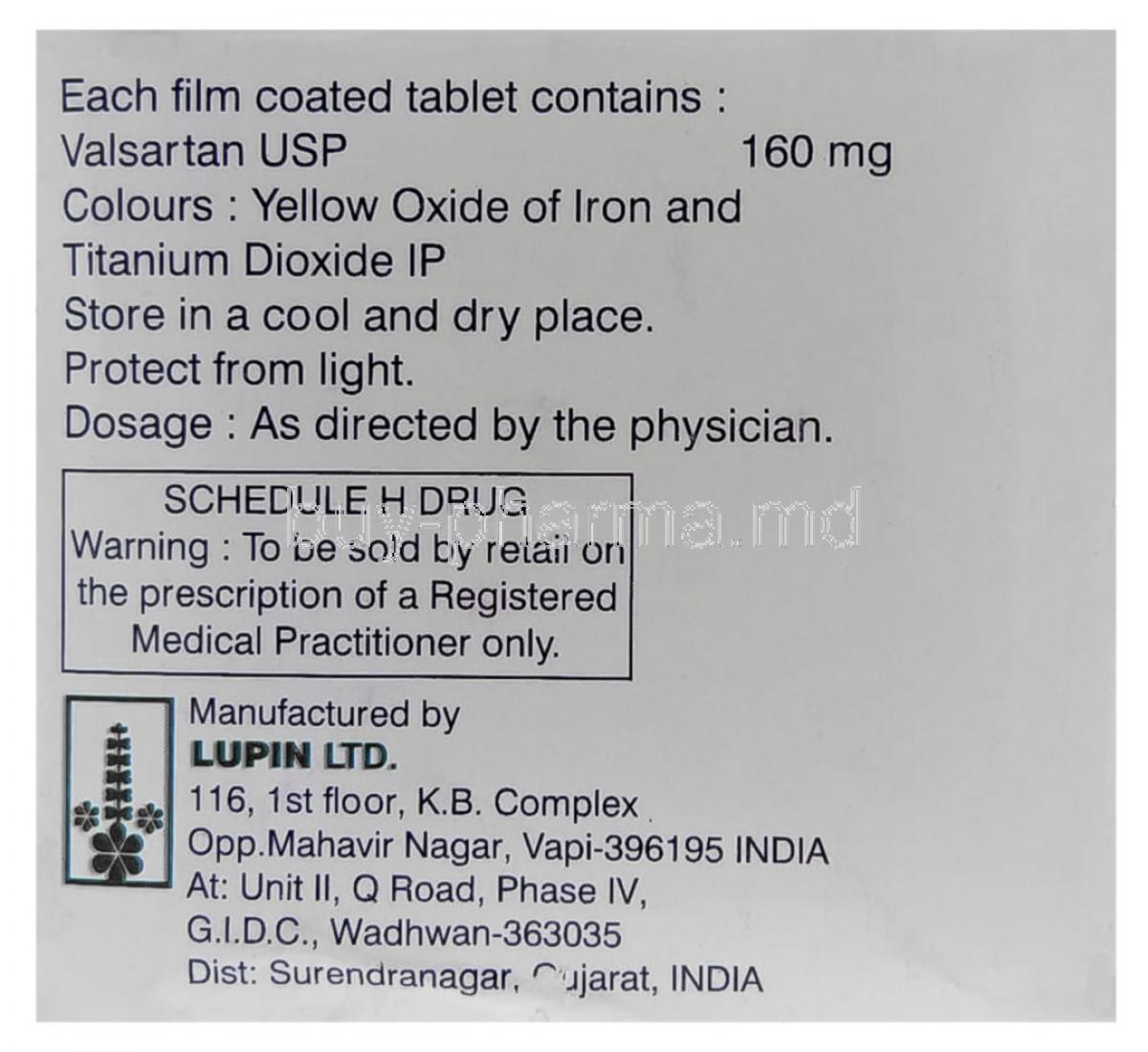 VALSARTAN TB 160MG 90