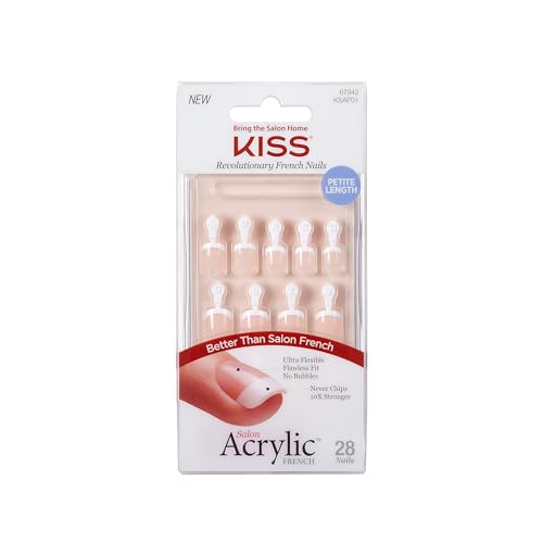 KISS Everlasting Petite Length Glue-On Nails Kit - French, 28 count
