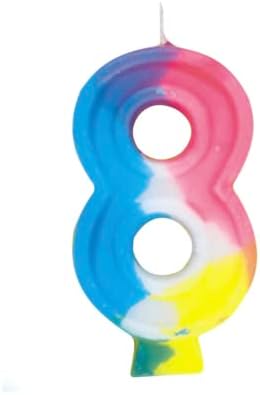 Unique Vibrant Rainbow Border Birthday Candle - Number 8