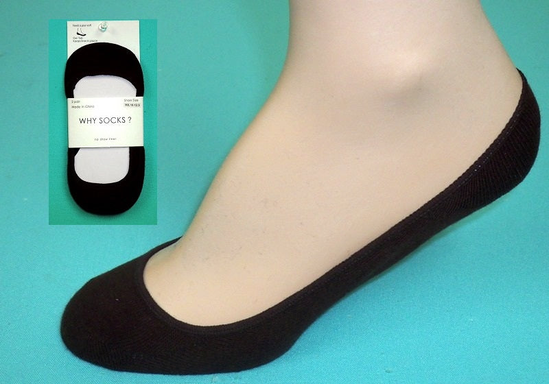 Russell Fashion Foot Women's No Show Liner Socks - Black, 2 pairs