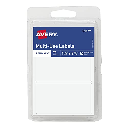 Avery All Purpose Labels, 1.5" x 2.75" - White, 76 count
