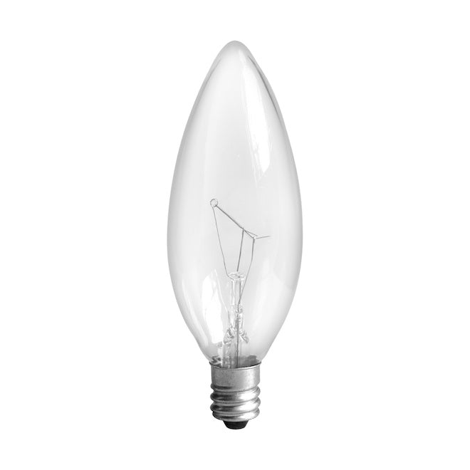 GE 60W Crystal Clear Multi-Use Candelabra Base Blunt Tip Decorative Light Bulb (2-Pack)