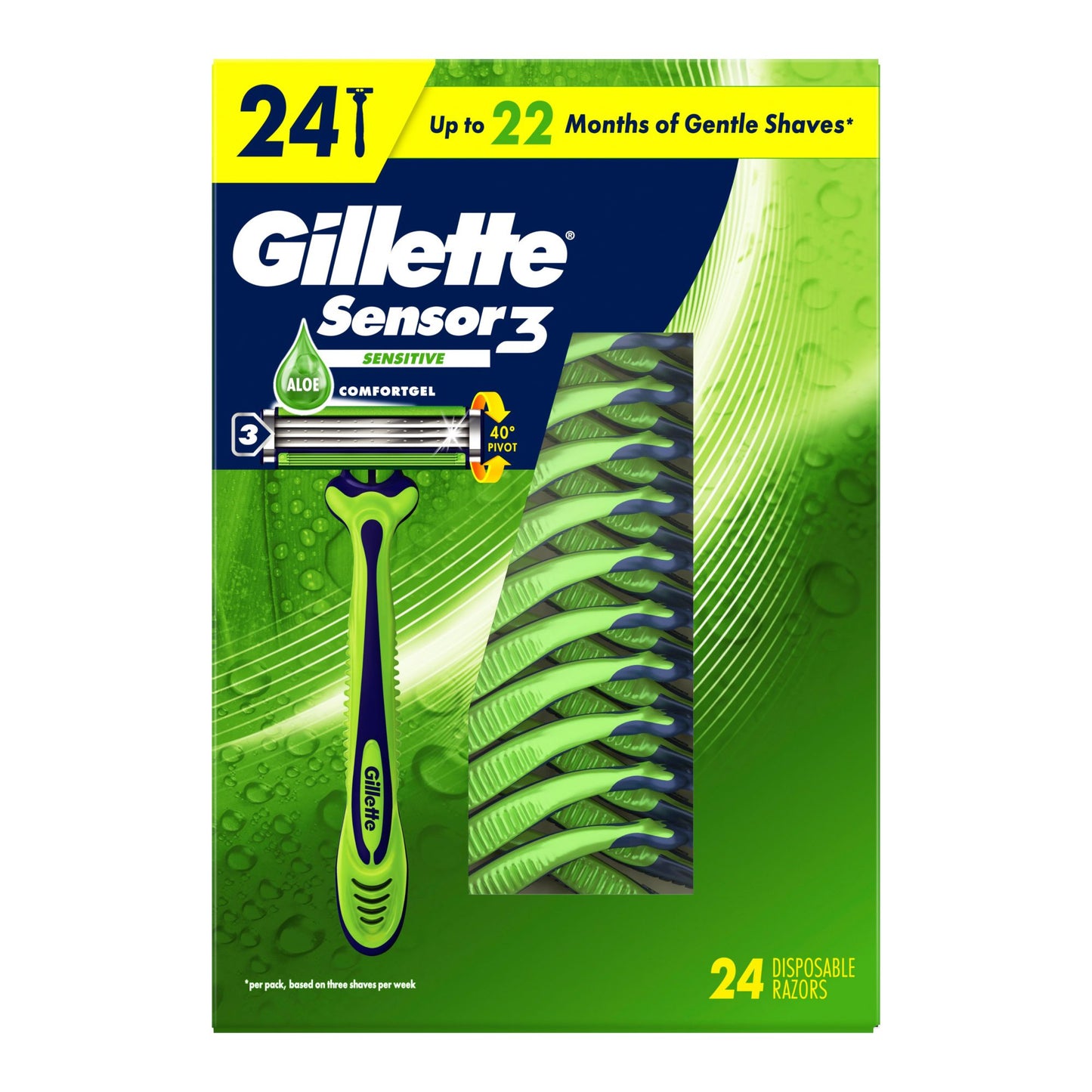 Gillette Mens Sensor 3 Cool Razor Disposable 3 Count