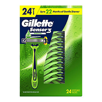 Gillette Mens Sensor 3 Razor Sensitive Disposable 4 Count
