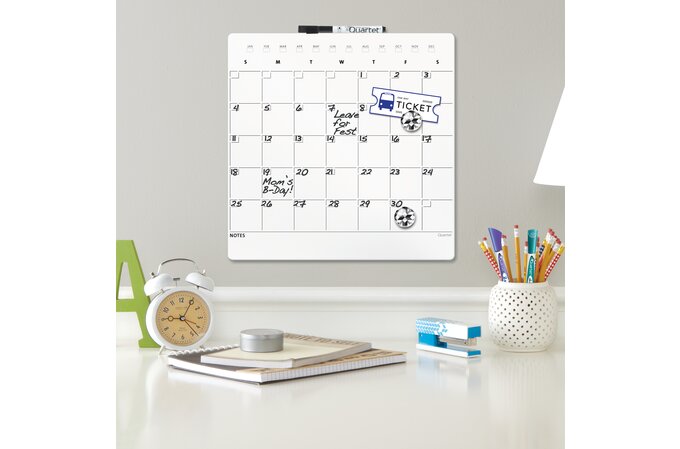 Quartet Frameless Magnetic Dry Erase Calendar Tile, 14" x 14"
