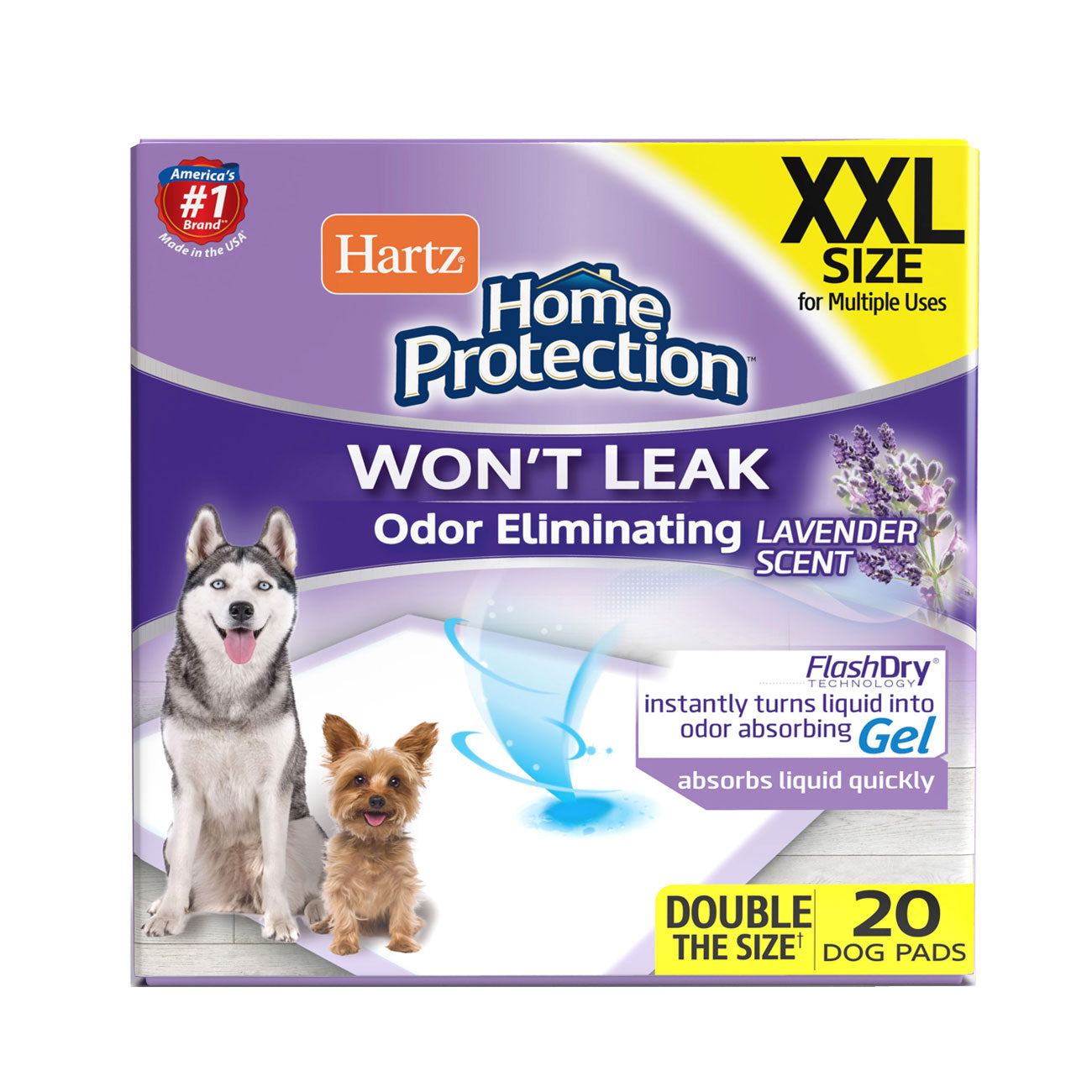 Hartz Home Protection Lavender Scent Odor Eliminating Gel Dog Pads - XXL, 20 Count
