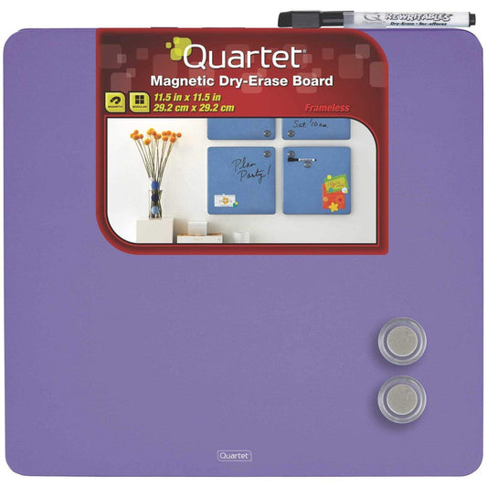 Quartet Tin Square Magnetic Whiteboards, 11.5-Inch x 11.5-Inch, Assorted Colors, 6 Pk