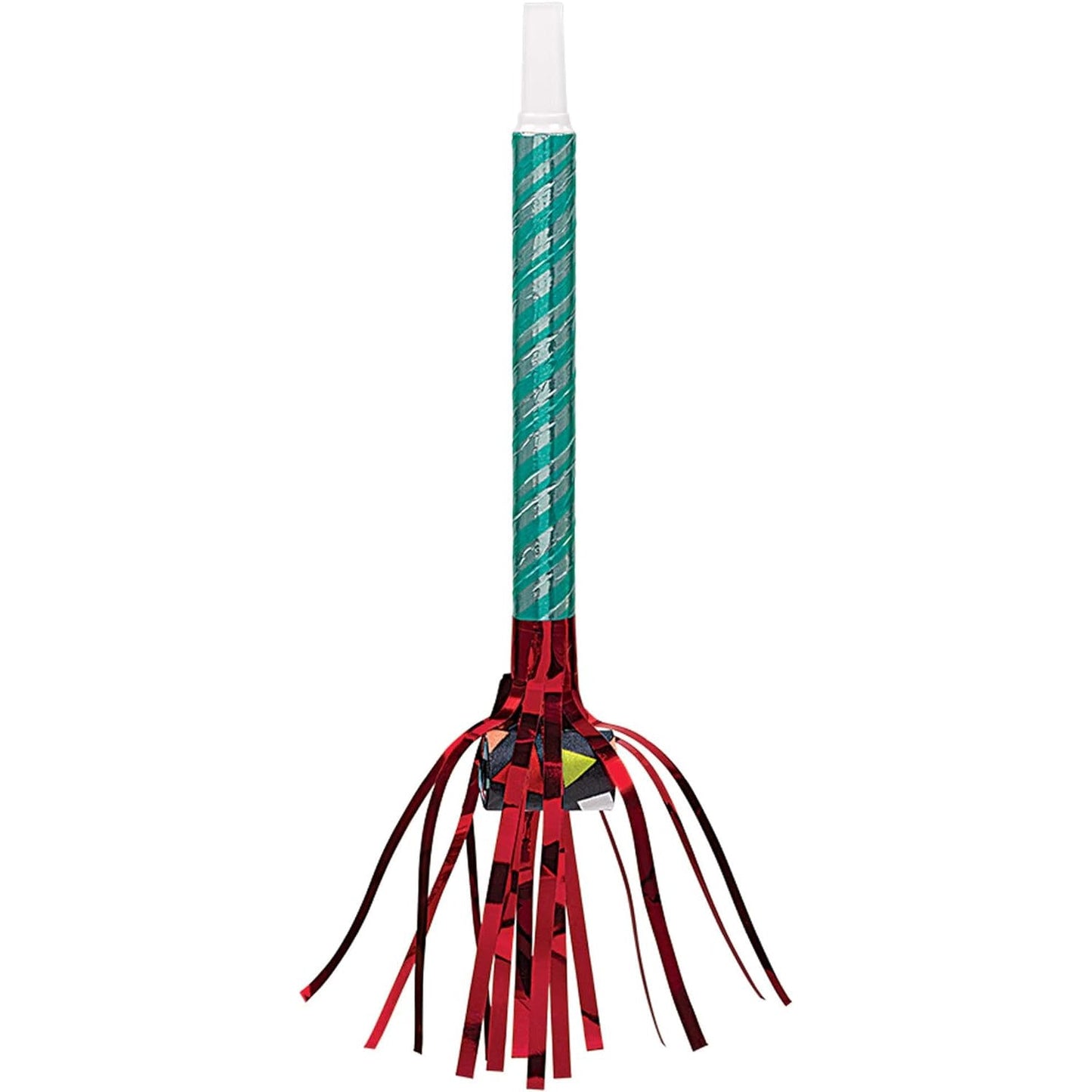 Unique Party! Foil Horn Blowouts with Colorful Fringe, 6 count