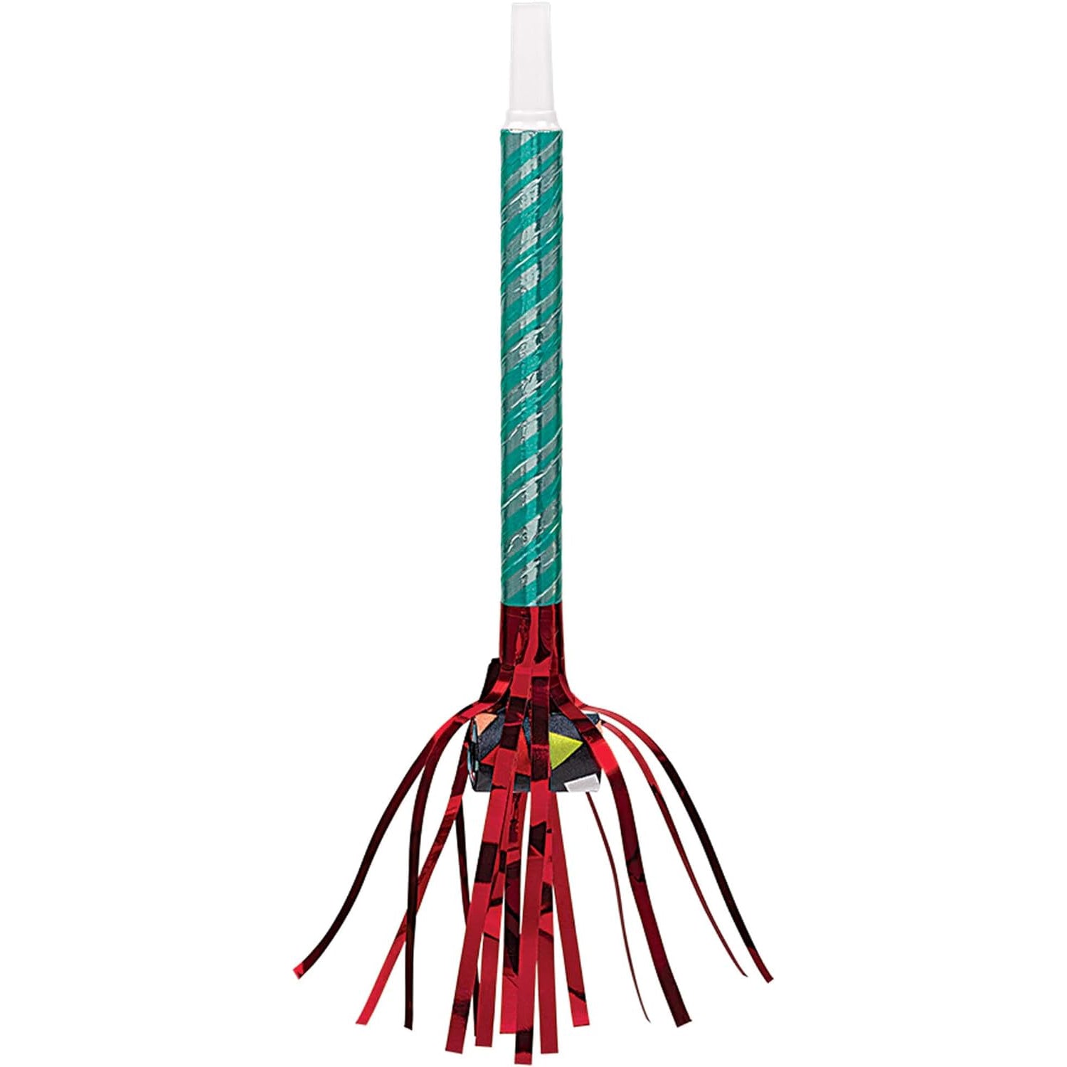 Unique Party! Foil Horn Blowouts with Colorful Fringe, 6 count