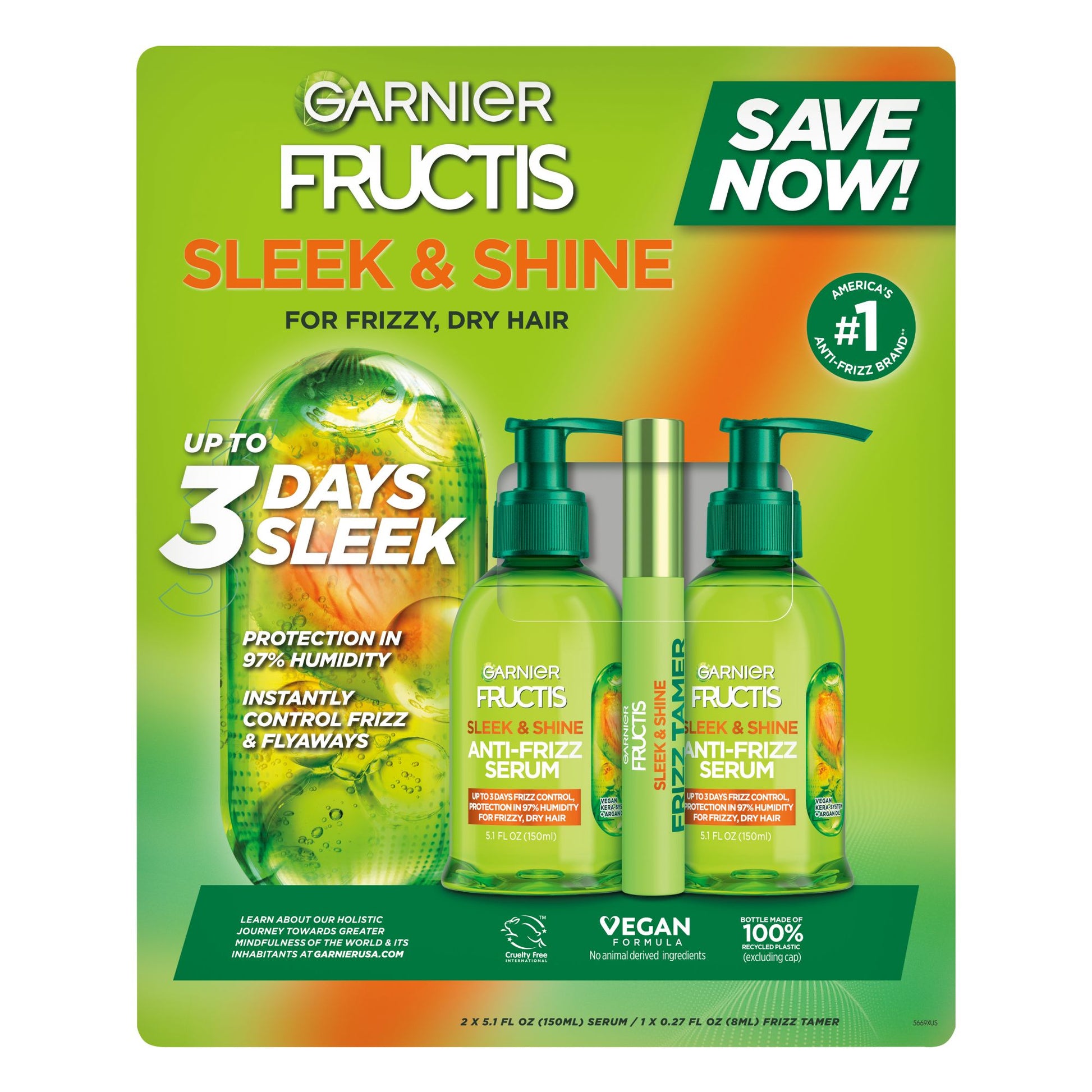 Garnier Fructis Sleek & Shine Frizz Tamer Hair Serum Wand, 0.27 oz