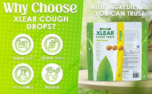 XLEAR COUGH DROPS,HONEY LEMON