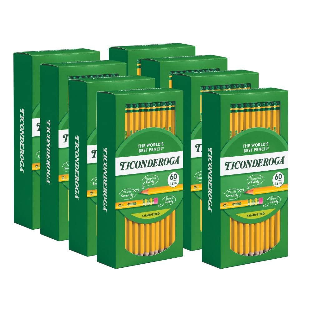 Dixon Ticonderoga Erasable Checking Wood-Cased Pencils, Pre-Sharpened, Red, 2-count