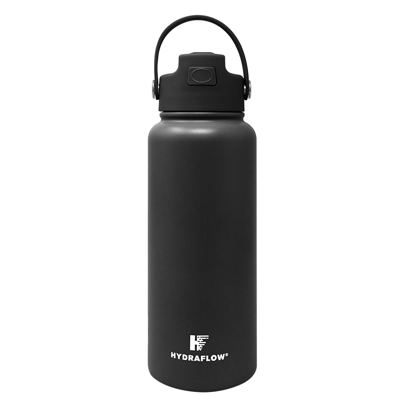HYDRAFLOW Hybrid Bottle with Pop Up Straw, 34 oz - Black