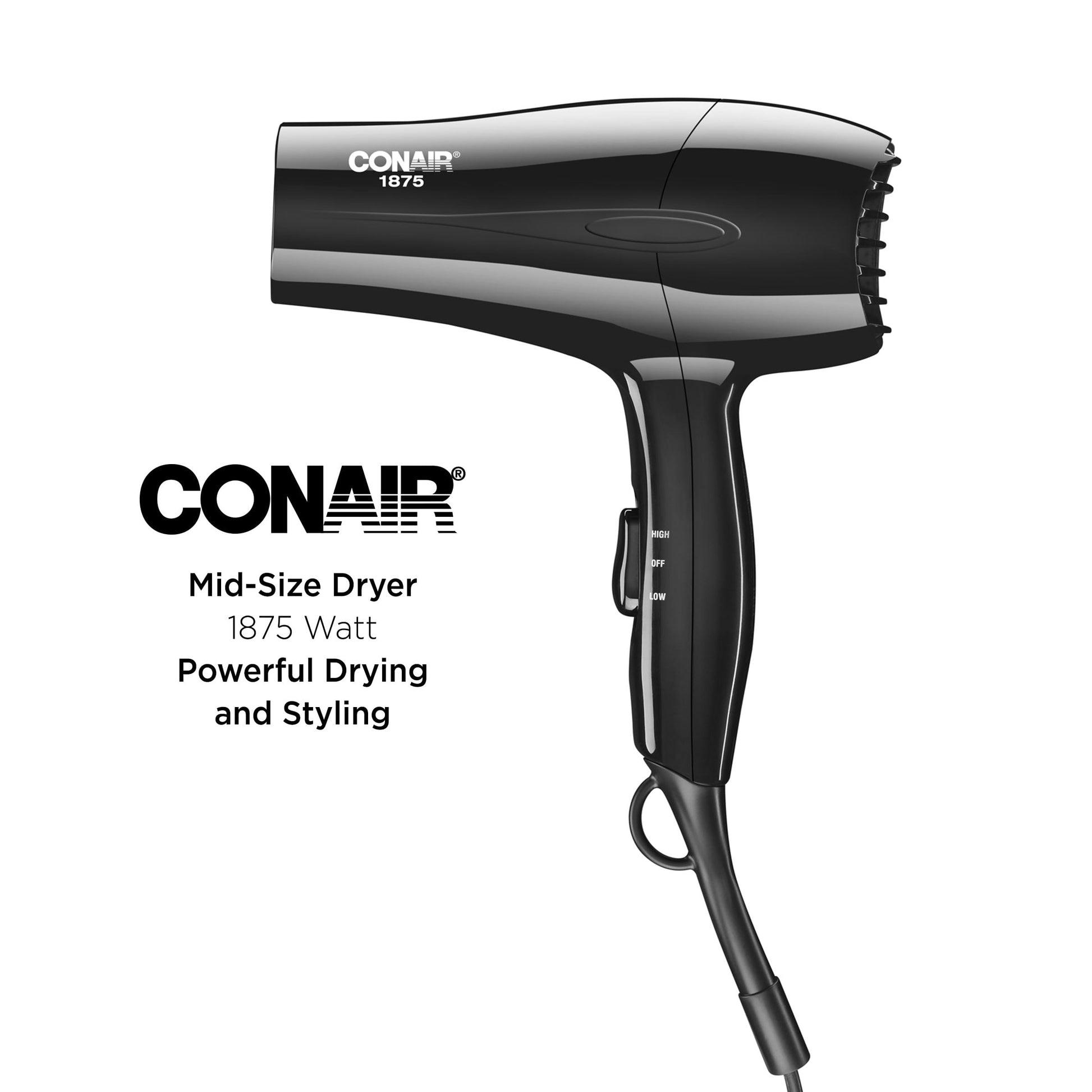 CONAIR 1875 Watt Mid Size Turbo Dryer - Black