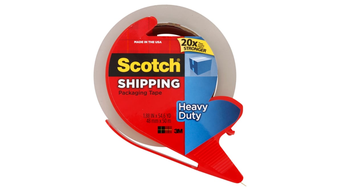 3M Scotch Heavy Duty Packaging Tape & Dispenser  Clear  1.88  x 54.6 yd