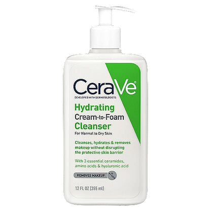 CeraVe Hydrating Cream-to-Foam Facial Cleanser, 12 oz