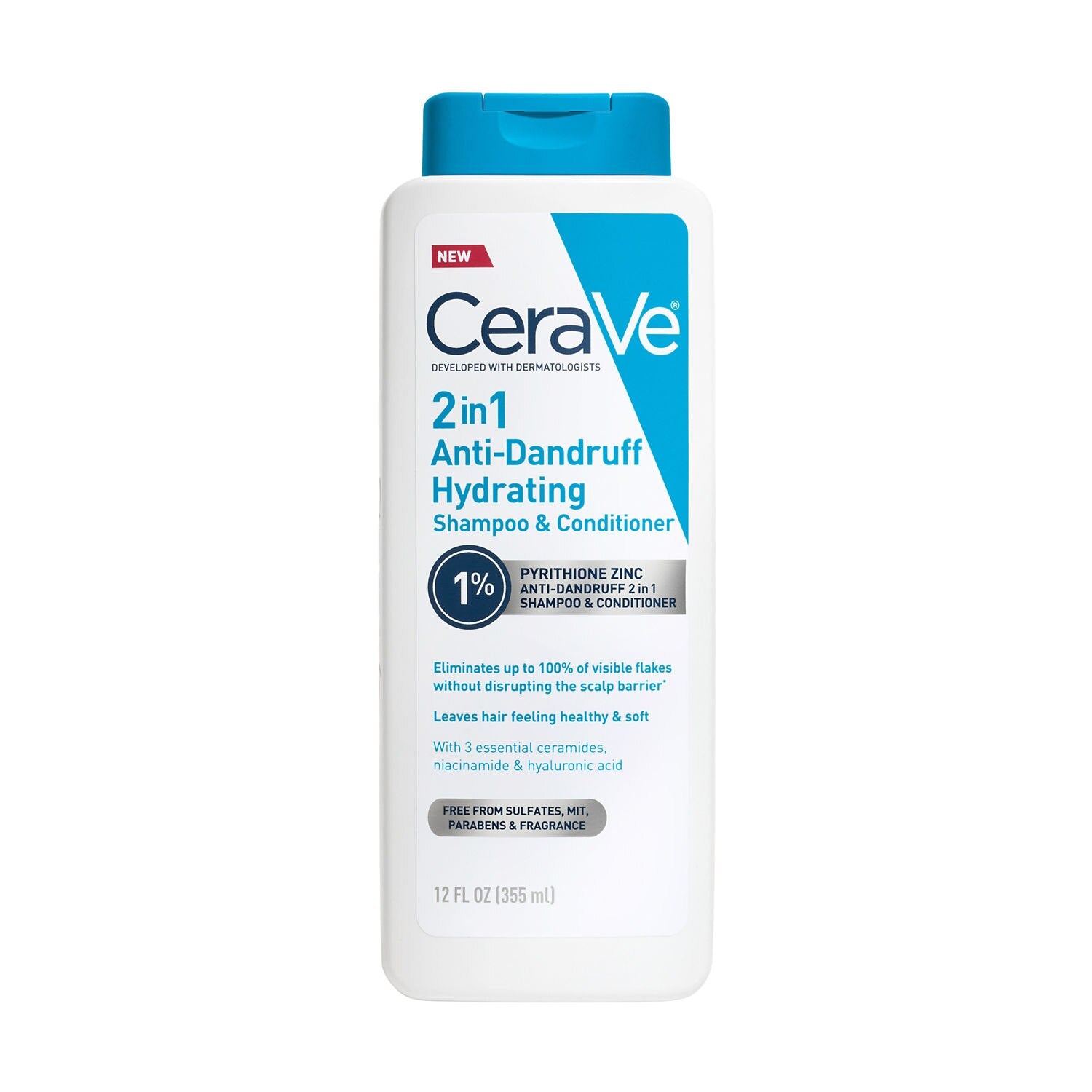 CeraVe Anti-Dandruff 2-in-1 Shampoo & Conditioner, 12 oz