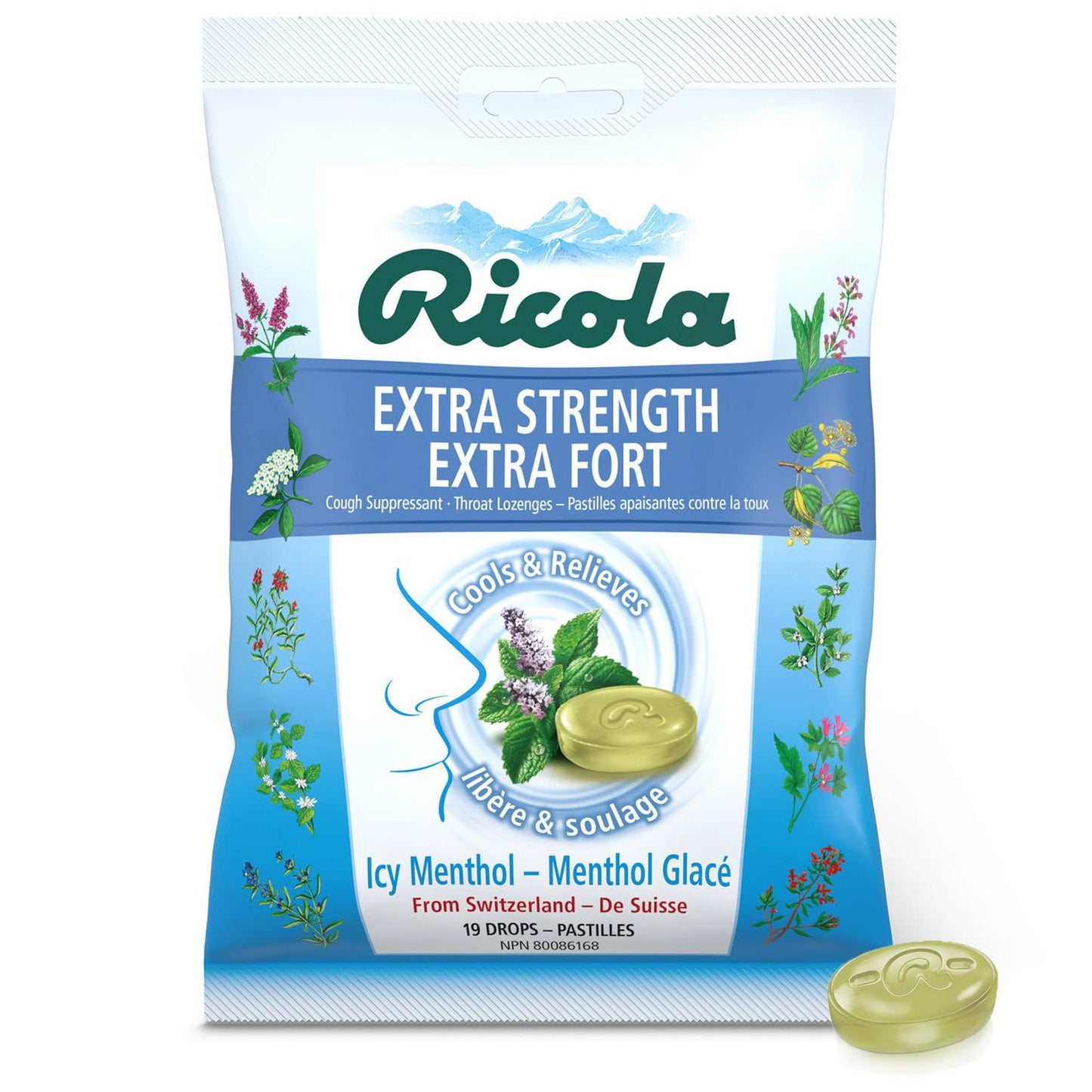 RICOLA BAG DUAL ACTION GLACIER MINT 19CT