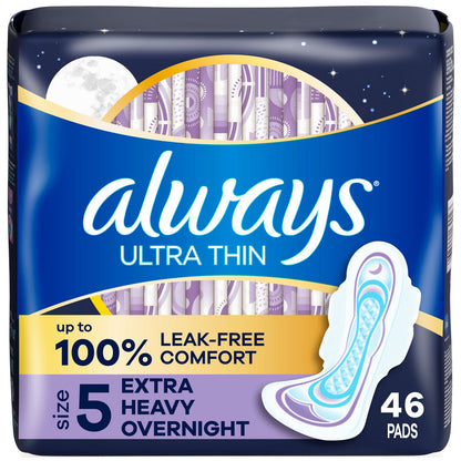 Always Pads Size 5 Ultra Thin 24 Count Extra Heavy Overnight