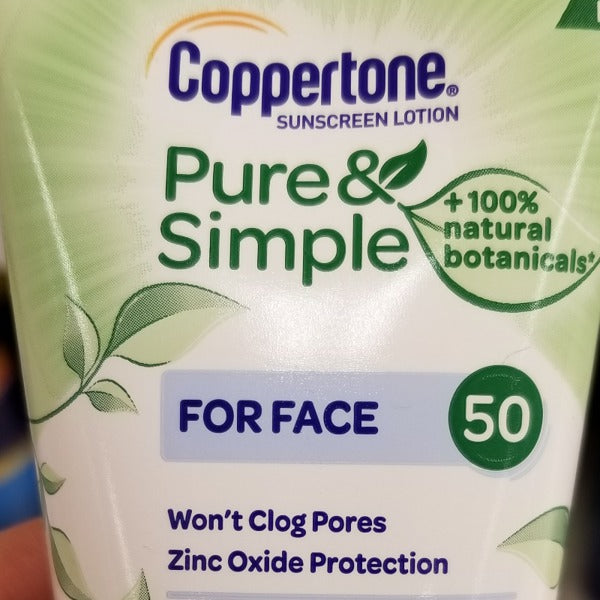 COPPERTONE PURE&SIMPL FACE SPF50 LOT 2OZ