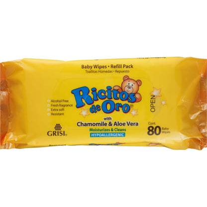 Ricitos De Oro Baby Wipes 80 Count Refill Chamomile/Aloe