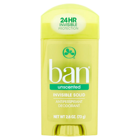 Ban Deodorant 2.6oz Invisible Solid Unscented