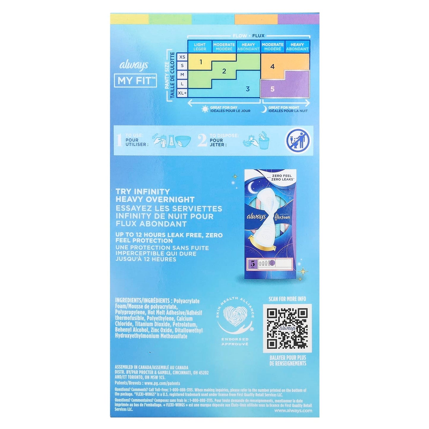 Always Pads Size 2 Infinity Flex Foam 32 Count Heavy Flow