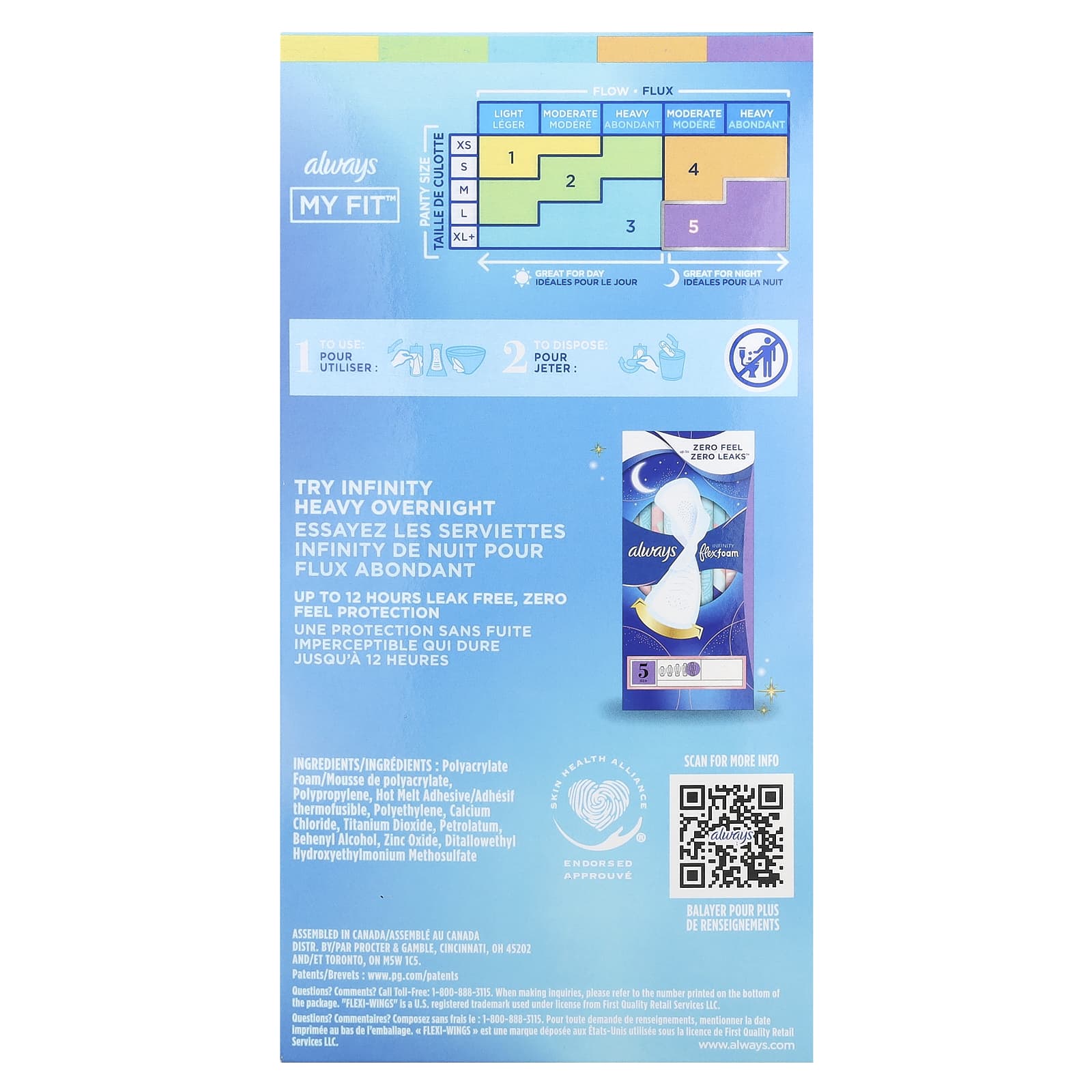 Always Pads Size 2 Infinity Flex Foam 32 Count Heavy Flow