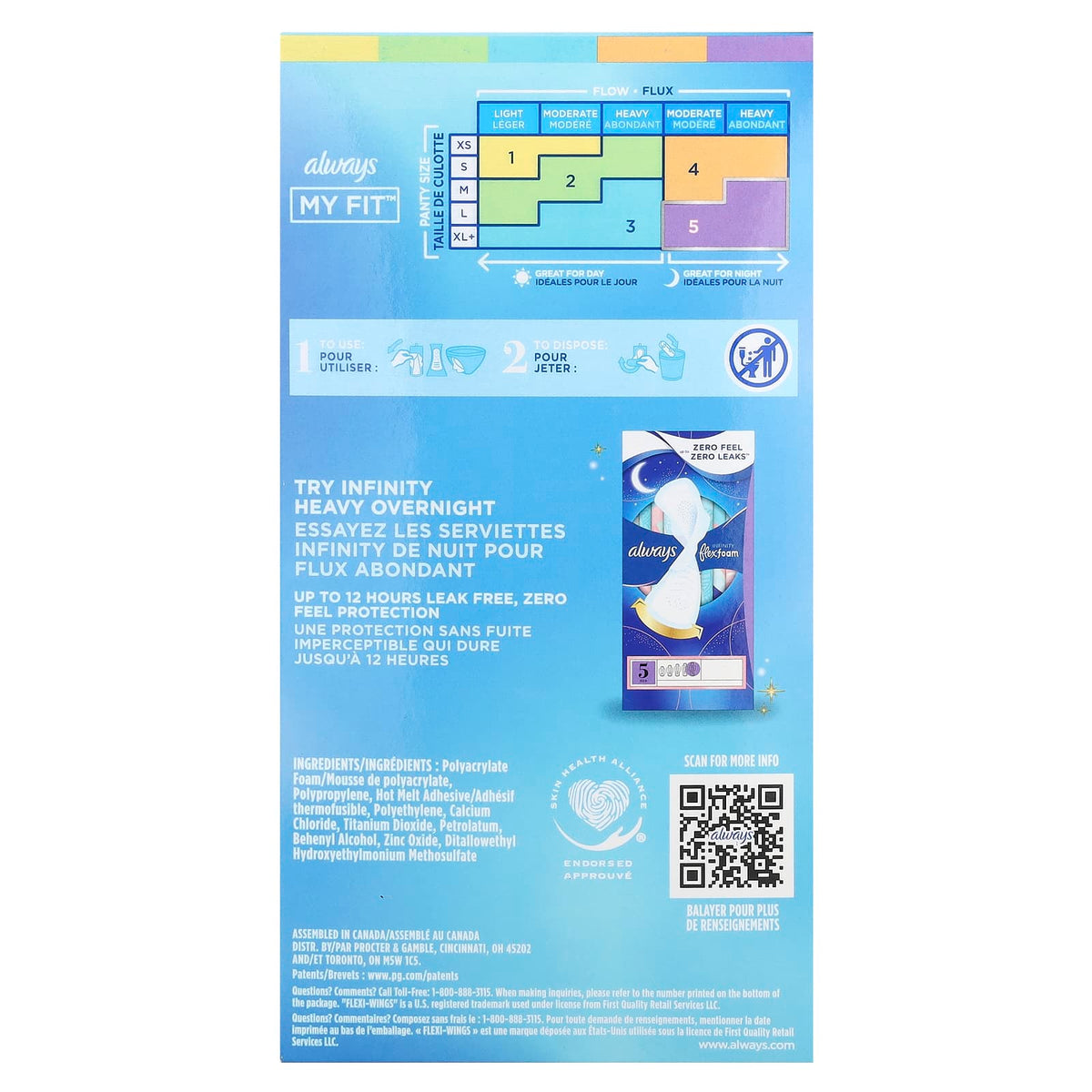 Always Pads Size 2 Infinity Flex Foam 32 Count Heavy Flow