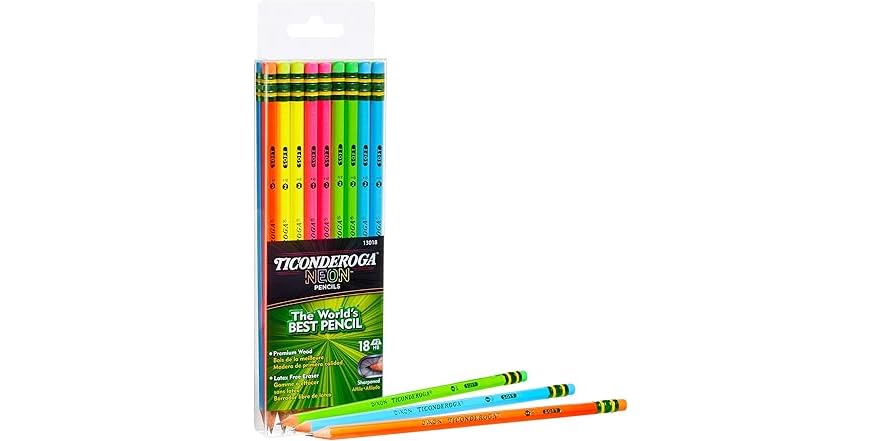 Ticonderoga #2 Pencils 10/Pkg-Assorted Neon