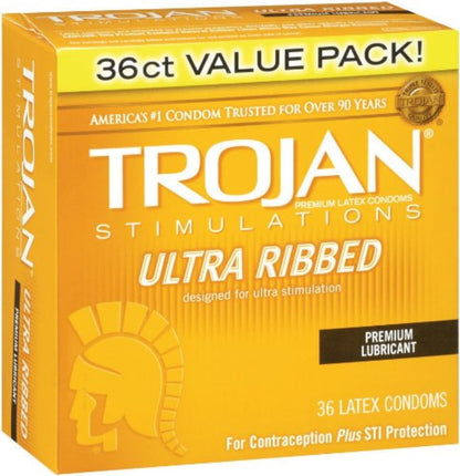 TROJAN ULTRA RIBBED CM 3 PREMIUM