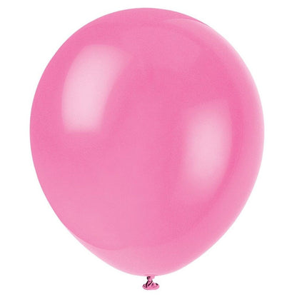 Unique 12" Latex Balloons, 10 count - Bubblegum Pink