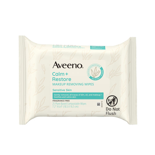 Aveeno Makeup Remover Wipes Calm + Restore 25 Ct Frag-Free