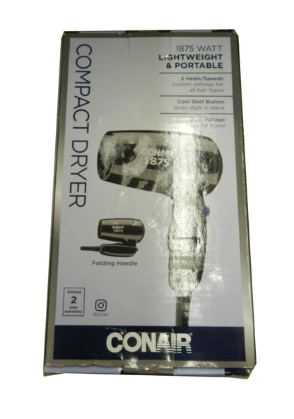 CONAIR 1875 Watt Compact Blow Dryer with Folding Handle - Gray