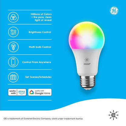 GE Lighting Cync A19 Smart LED Light Bulb, Color Changing Smart WiFi Light, Works with Alexa and Google Home