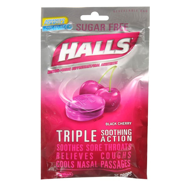 HALLS SUGAR FREE BAG BLACK CHERRY 25CT