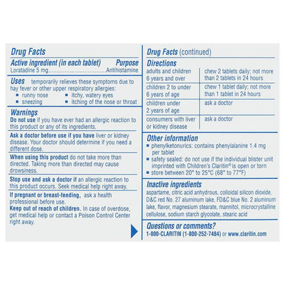 CLARITIN CHILD 5MG 24HR CHEW GRAPE 20CT